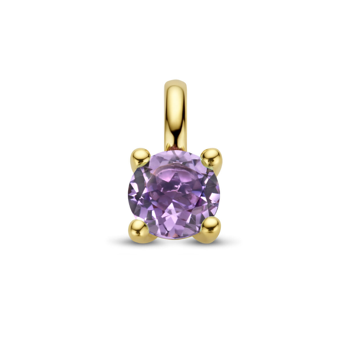 Hänger aus 14K Gelbgold mit rundem Amethyst in lila Farbe