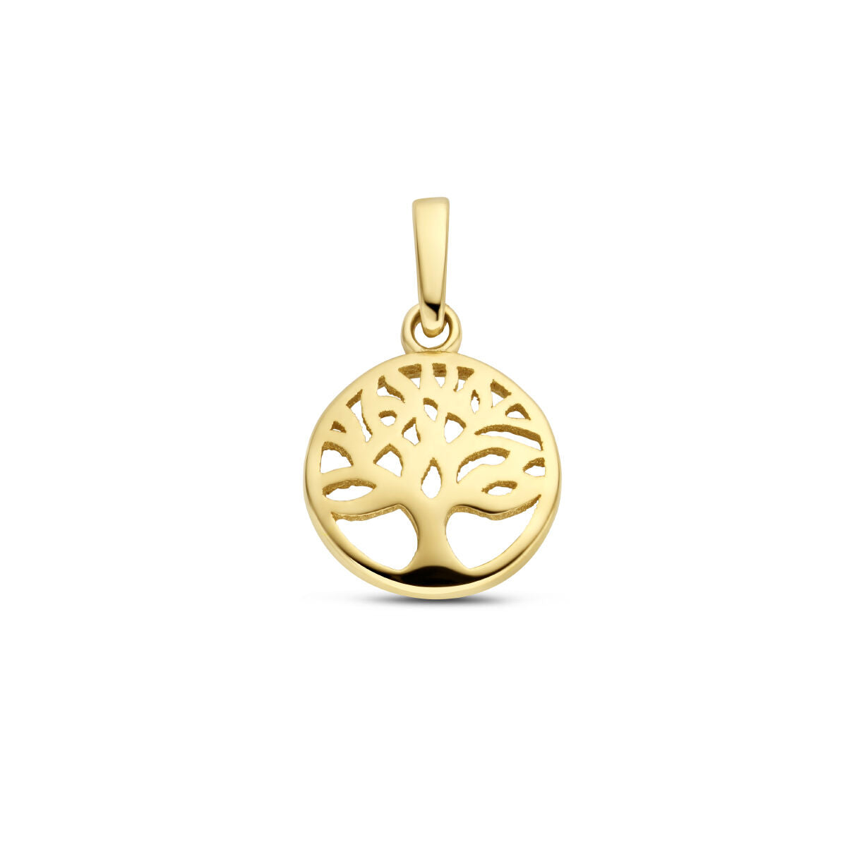 Hänger Lebensbaum aus 14K Gelbgold mit filigranem Design und runder Form