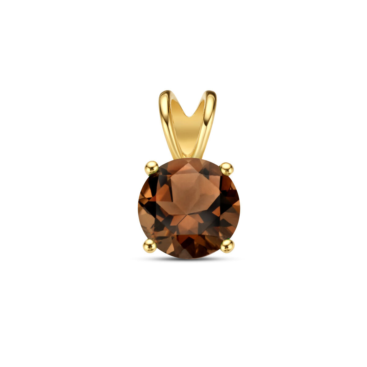 Hänger aus 14K Gelbgold mit rundem Rauchquarz in facettierter Form