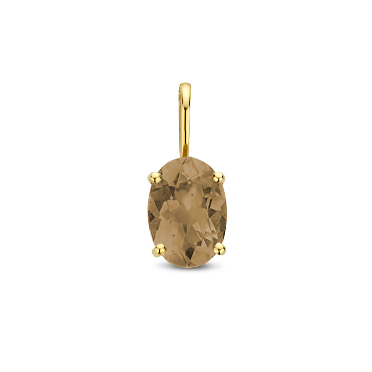 Hänger aus 14K Gelbgold mit ovalem Rauchquarz, gefasst in vier Krappen