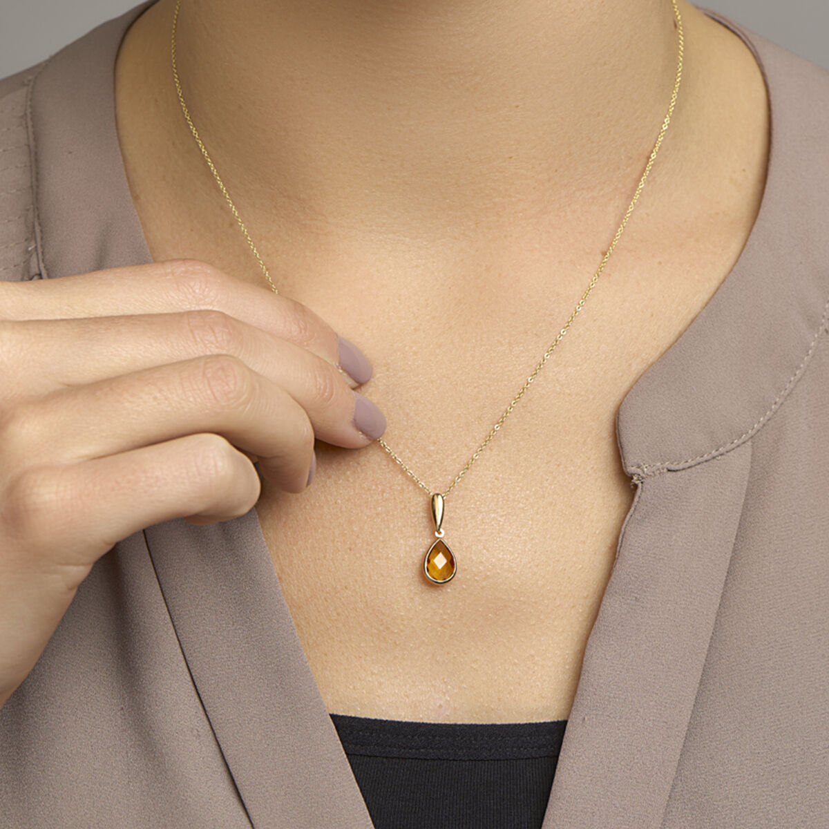 Anhänger Citrin 14K Gelbgold