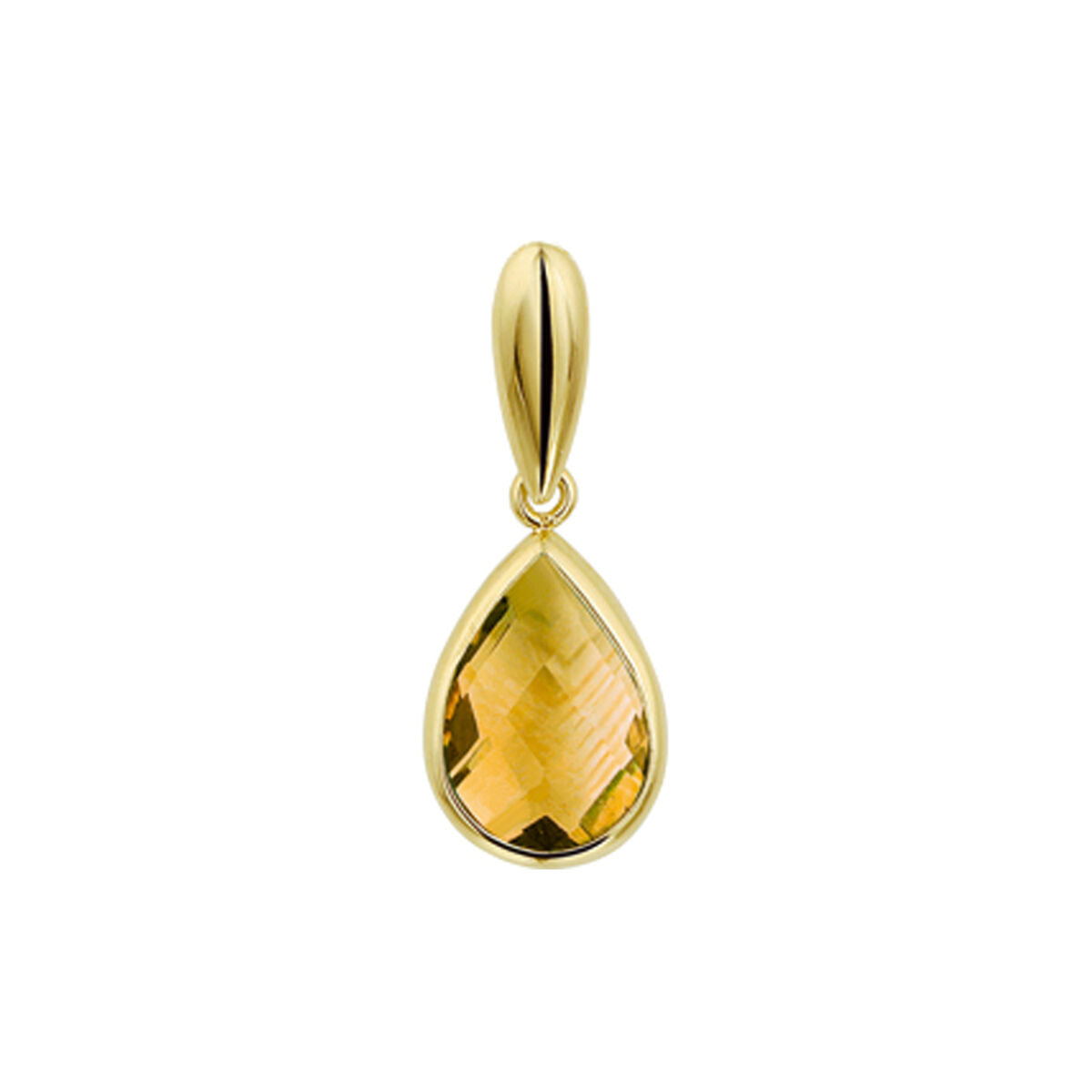 Hänger aus 14K Gelbgold mit tropfenförmigem Citrin und facettierter Oberfläche