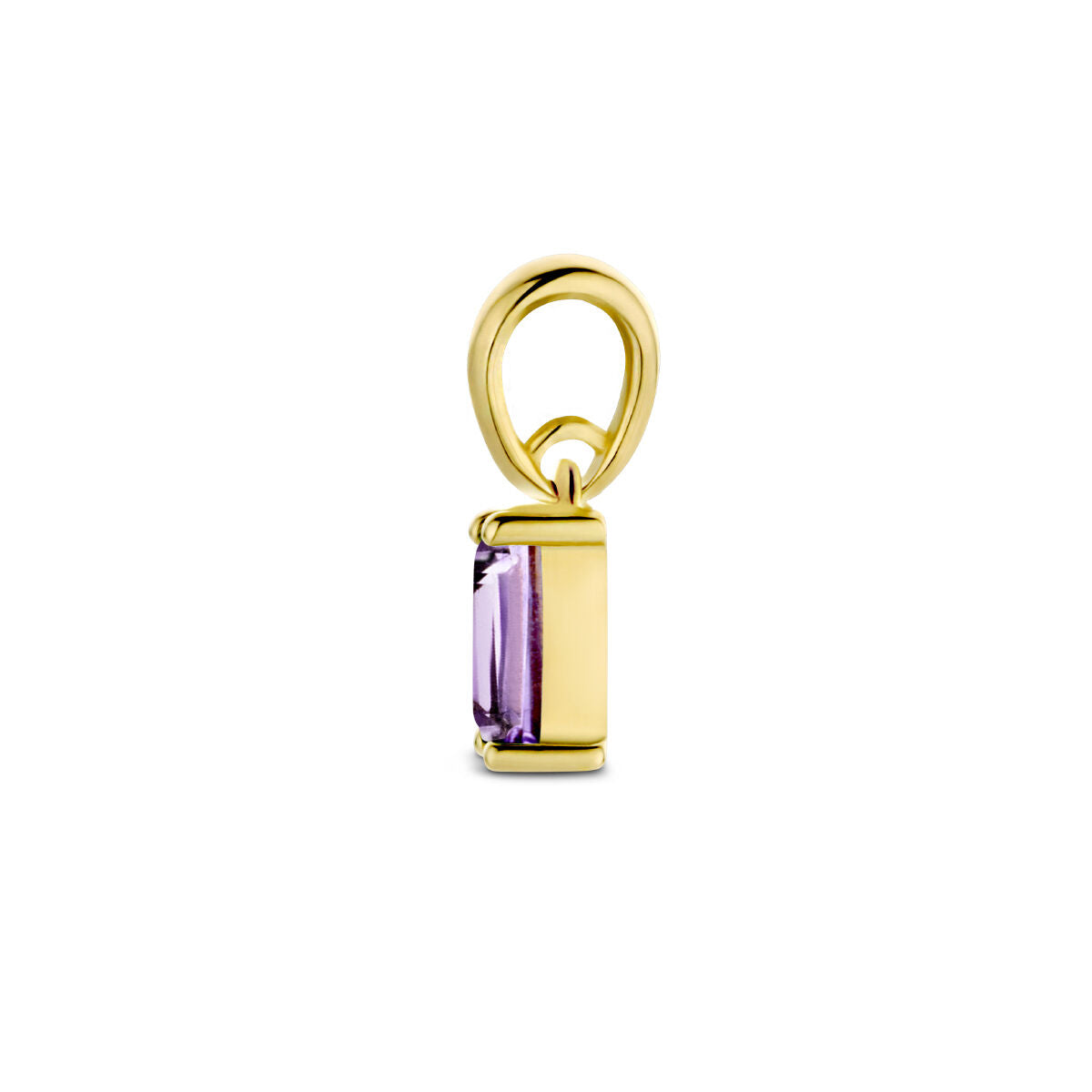 Hänger aus 14K Gelbgold mit rechteckigem, lila Edelstein