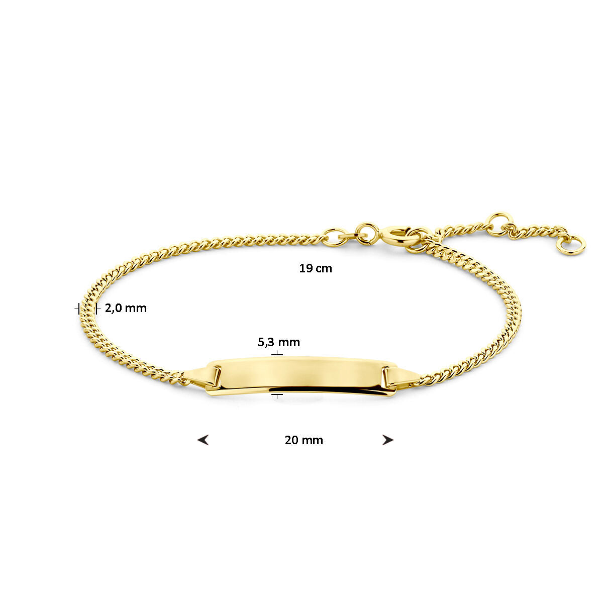 Gravurarmband Gourmetplatte 5,0 mm 16 - 17,5 - 19 cm 14K Gelbgold