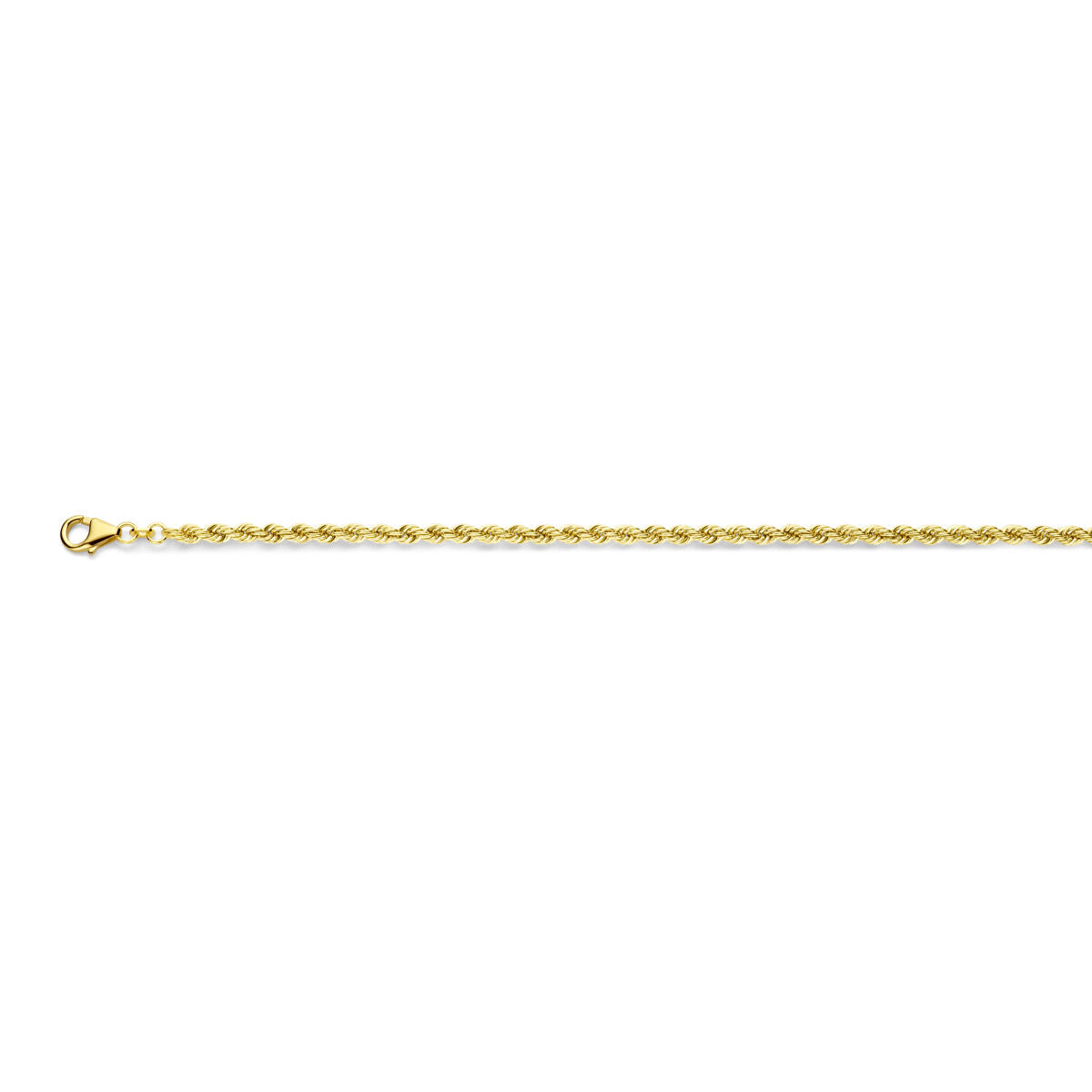 massives 14K Gelbgold-Kord mit 3,3 mm Dicke und Karabinerverschluss