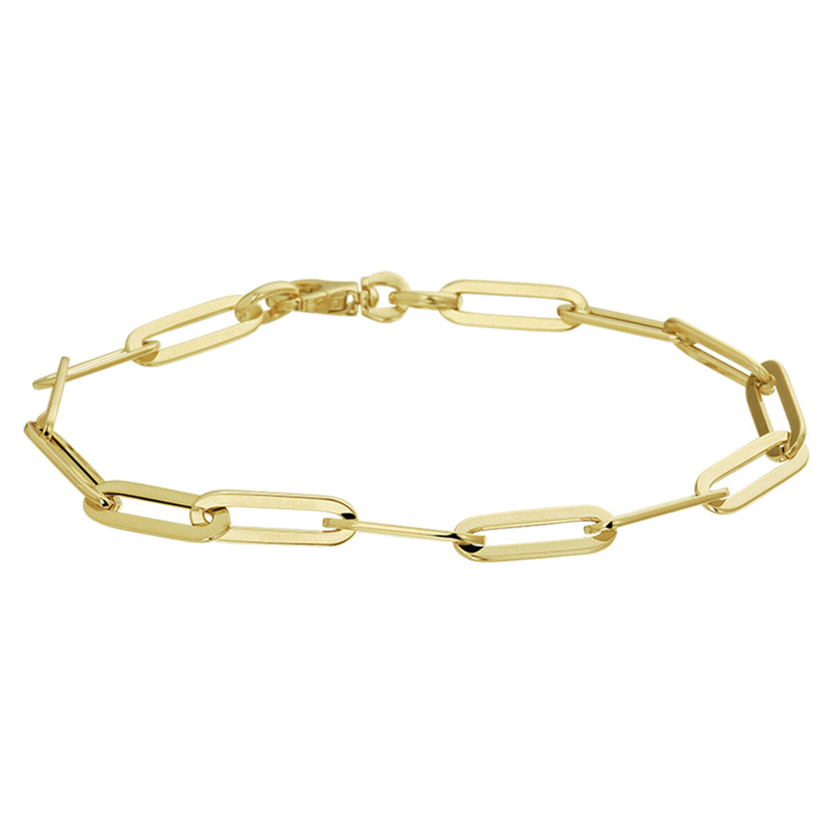 Armband aus 14K Gelbgold mit flachen Paperclip-Gliedern, 19 cm lang