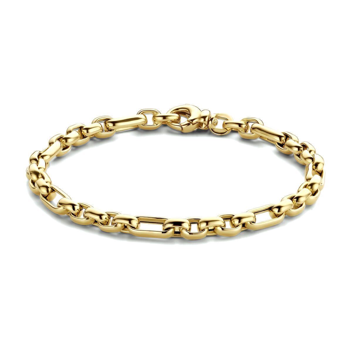 Armband aus 14K Gelbgold mit 4,8 mm breiten Gliedern und einer Länge von 19 cm
