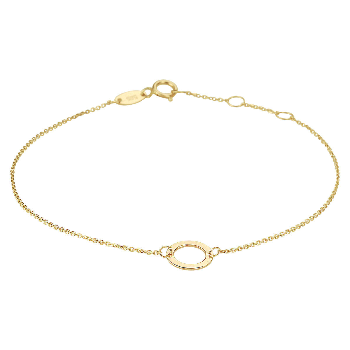 Armband aus 14K Gelbgold mit ovalem Anhänger und verstellbarer Länge von 16,5 bis 18,5 cm