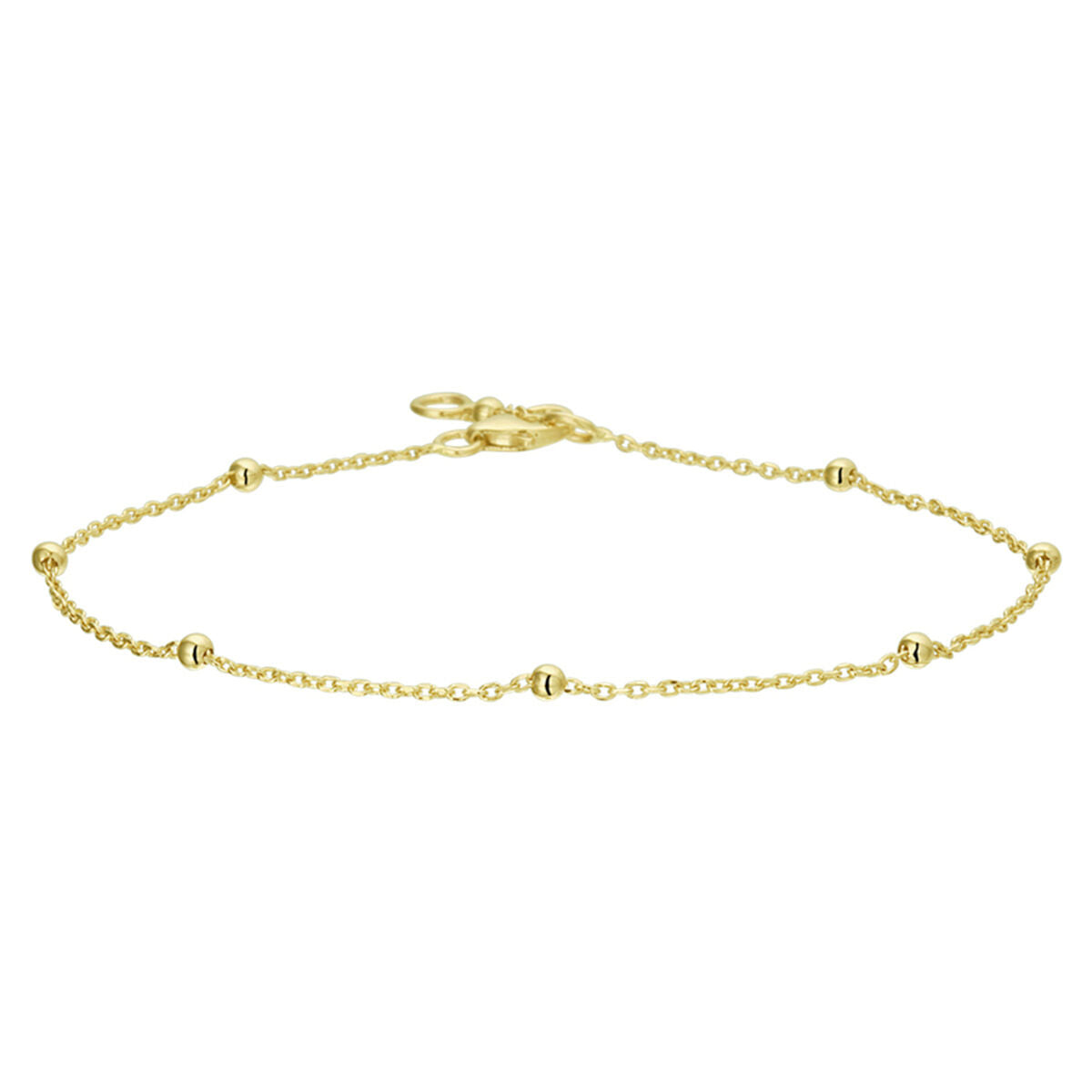 Armband aus 14K Gelbgold mit kleinen Kugeln, Länge 17-19 cm, feine Gliederkette