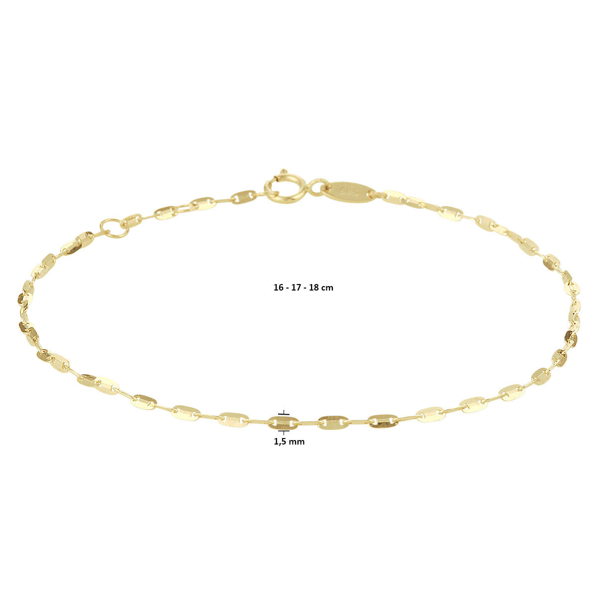 Armbandplatten 1,5 mm 16 - 17 - 18 cm 14K Gelbgold