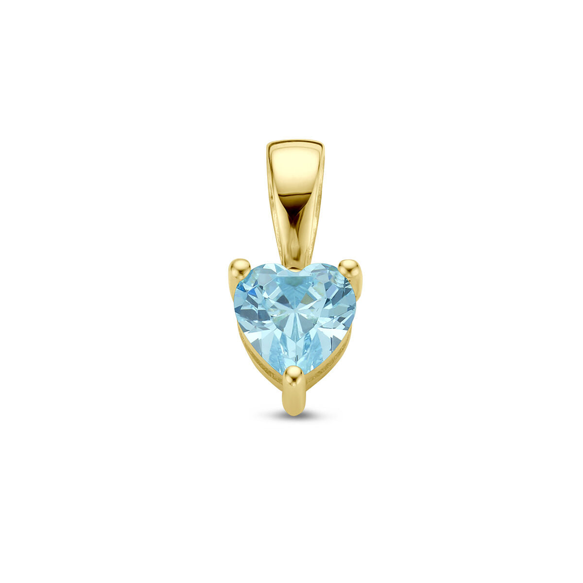 Hänger in Herzform aus 14K Gelbgold mit synthetischem, hellblauem Edelstein