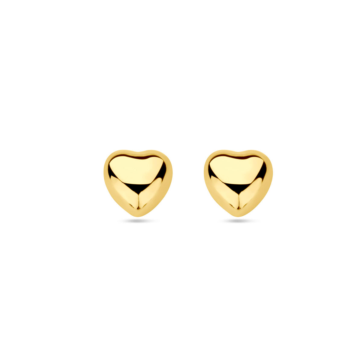 Ohrstecker in Herzform aus 14K Gelbgold mit glänzender Oberfläche