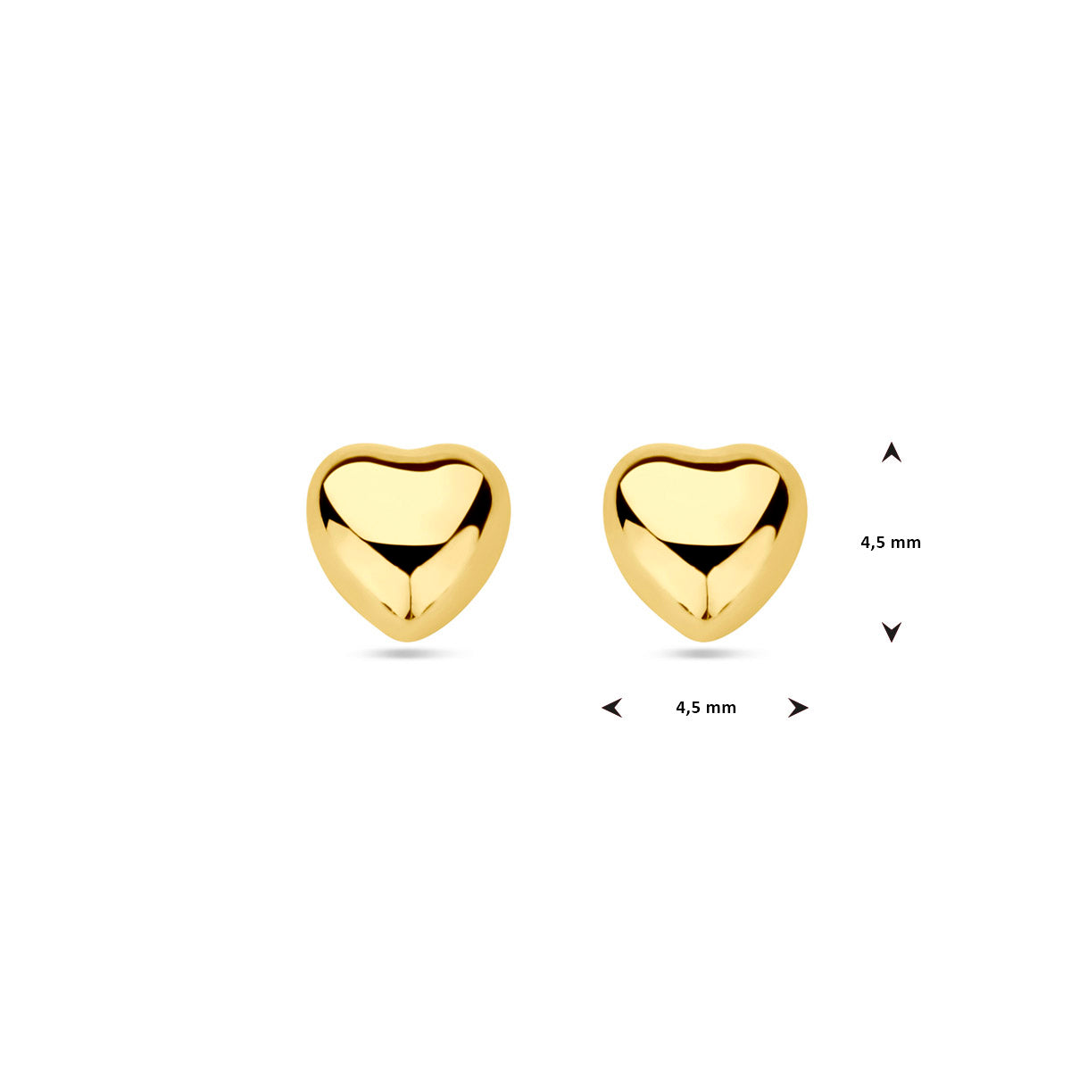 oorknoppen hart 14K geelgoud