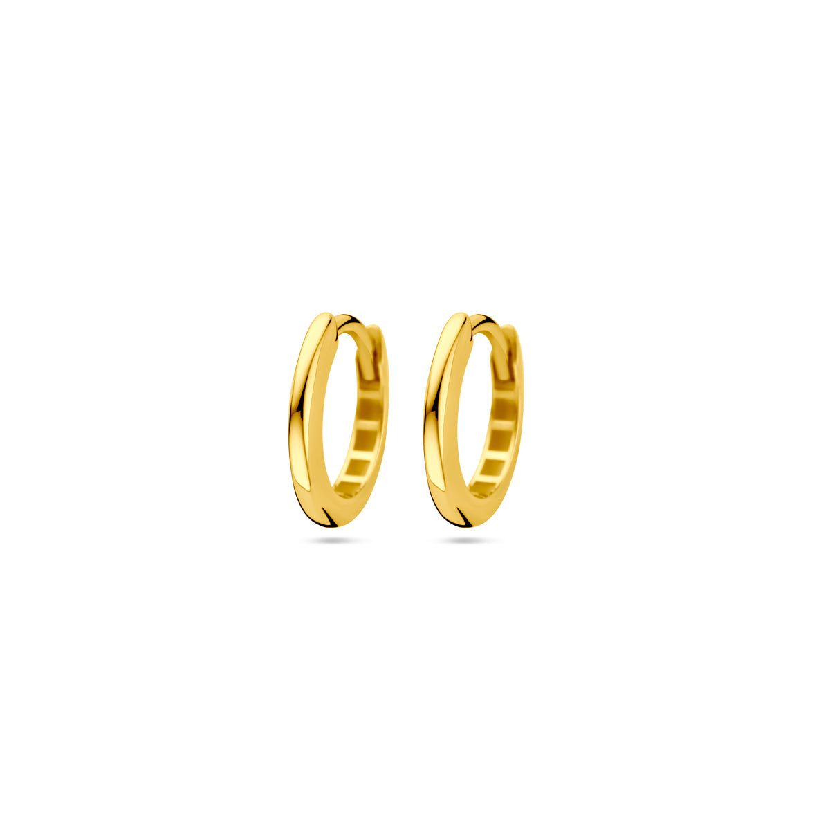 Klapp-Ohrringe aus 14K Gelbgold mit glatter Oberfläche und leichtem, modernem Design