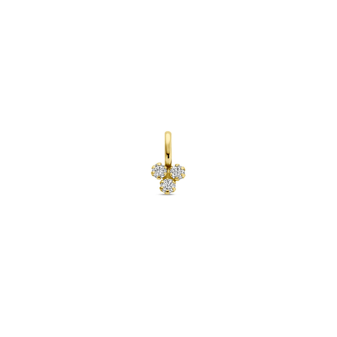 Een 9 mm 14K geelgouden hanger van Van der Kooij Collectie, met zirkonia in de vorm van Mickey Mouse’s hoofd-een charmant dames sieraad in geelgoud.