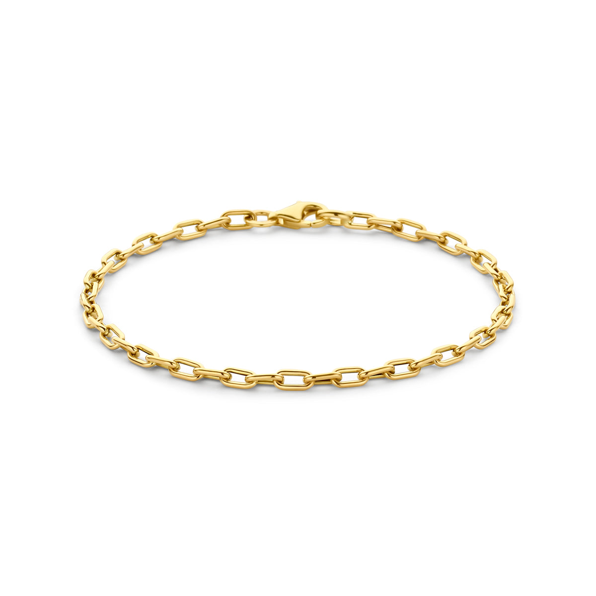 Armband aus 14K Gelbgold mit 3 mm breiten Gliedern und einer Länge von 18 cm