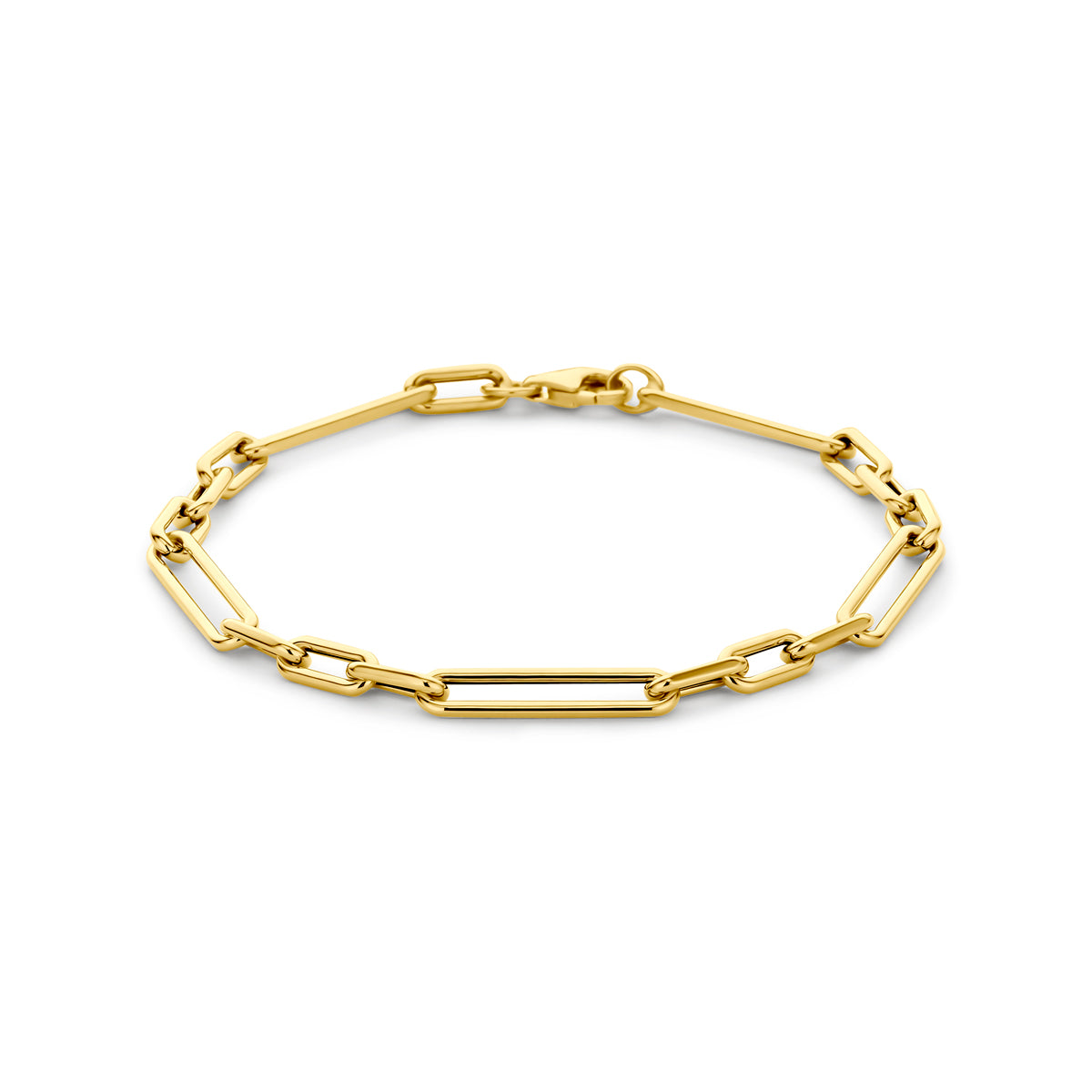 Armband aus 14K Gelbgold mit 4,3 mm breiten Gliedern und einer Länge von 19 cm