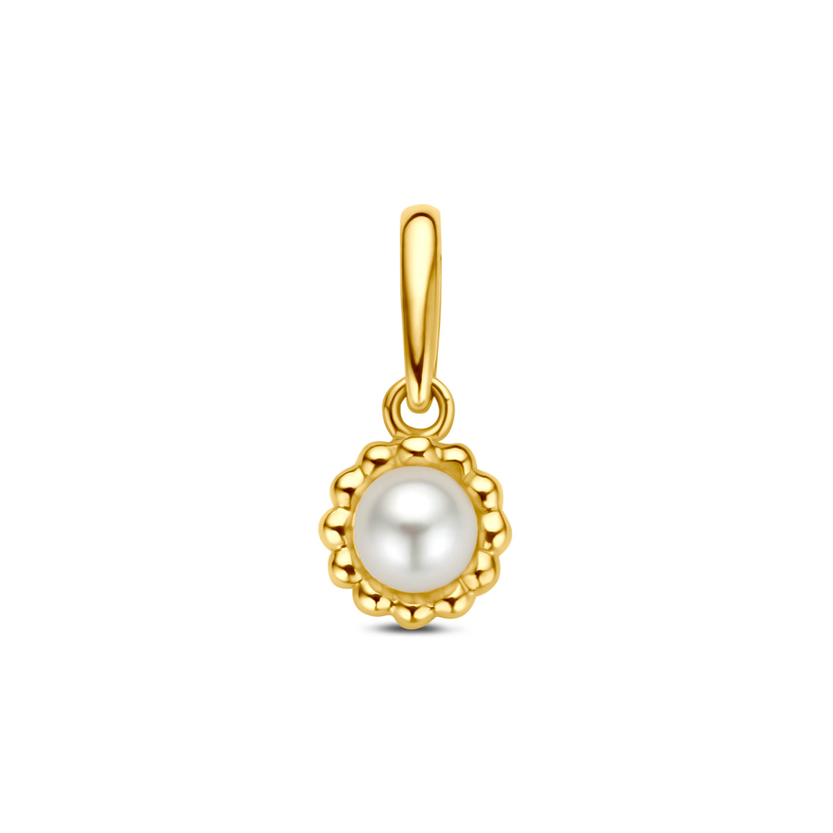 Hänger mit 5,5 mm Perle in 14K Gelbgold und floralem Design