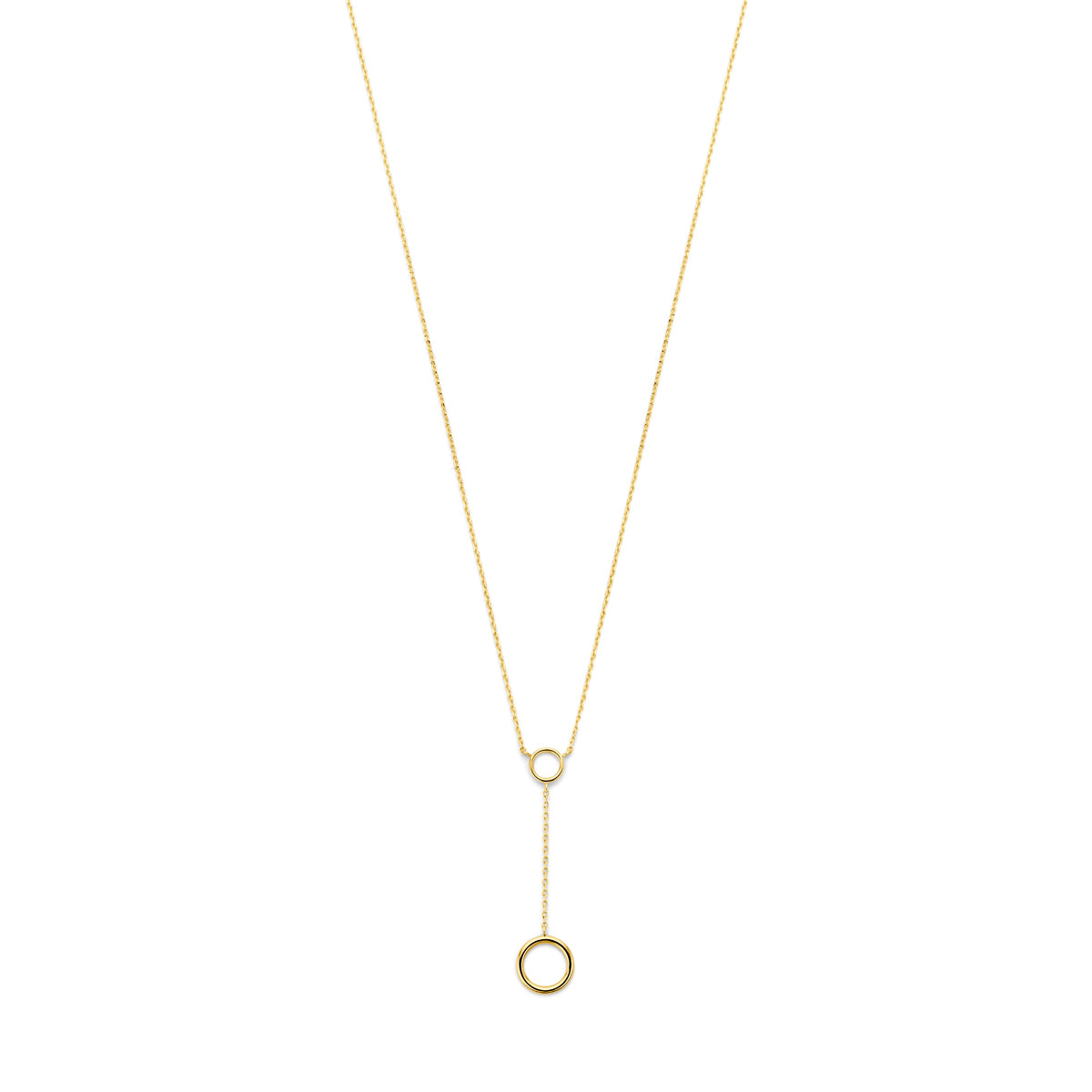 Y-Collier aus 14K Gelbgold mit rundem Anhänger in Form eines Kreises, erhältlich in 40-42-44 cm
