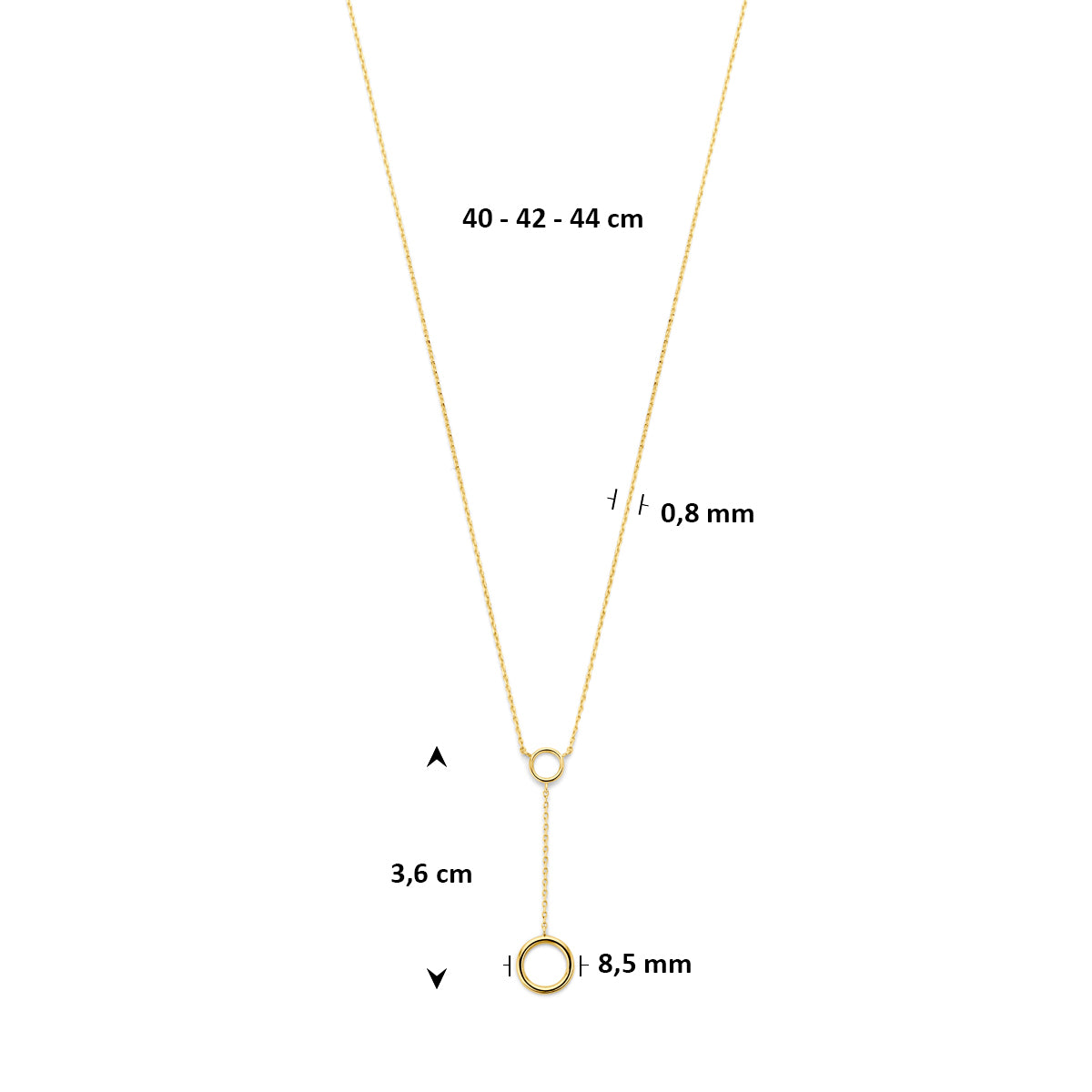 y-collier rondje 14K geelgoud