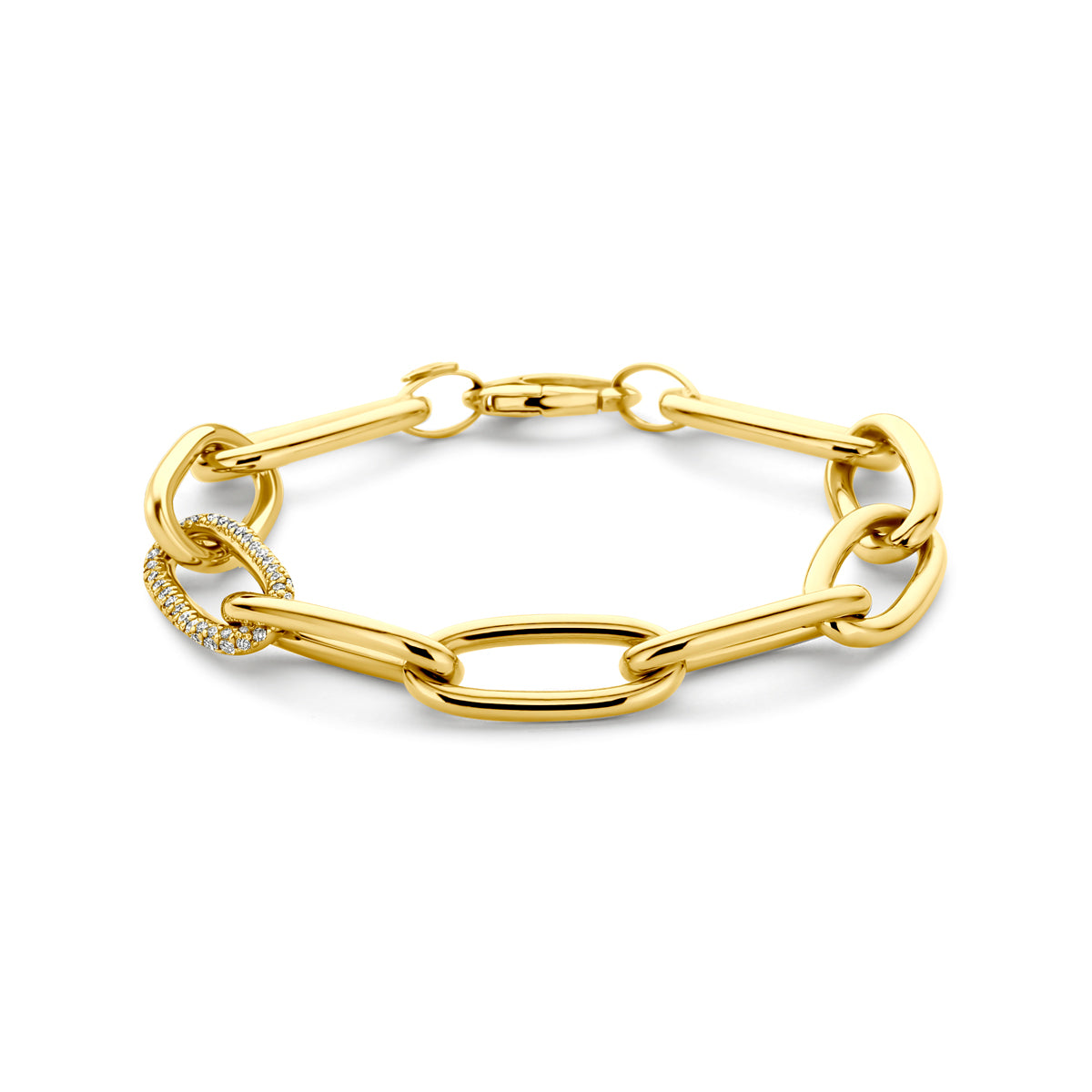 Armband aus 14K Gelbgold mit lab-grown Diamant von 1,22 ct und 10,8 mm breiten Gliedern