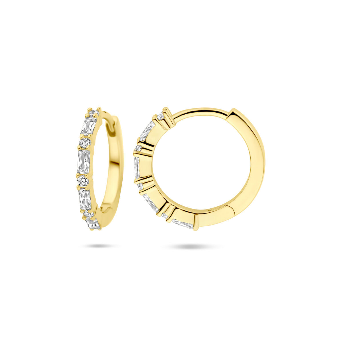 Klappcreolen Zirkonia 15 mm 1 Mikron versilbert (gelb)