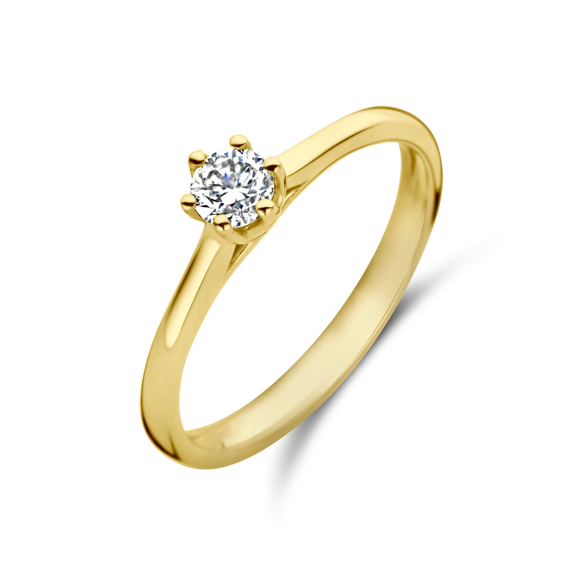 Verlobungsring aus 14K Gelbgold mit einem 0,20 ct Diamanten in Brillantschliff