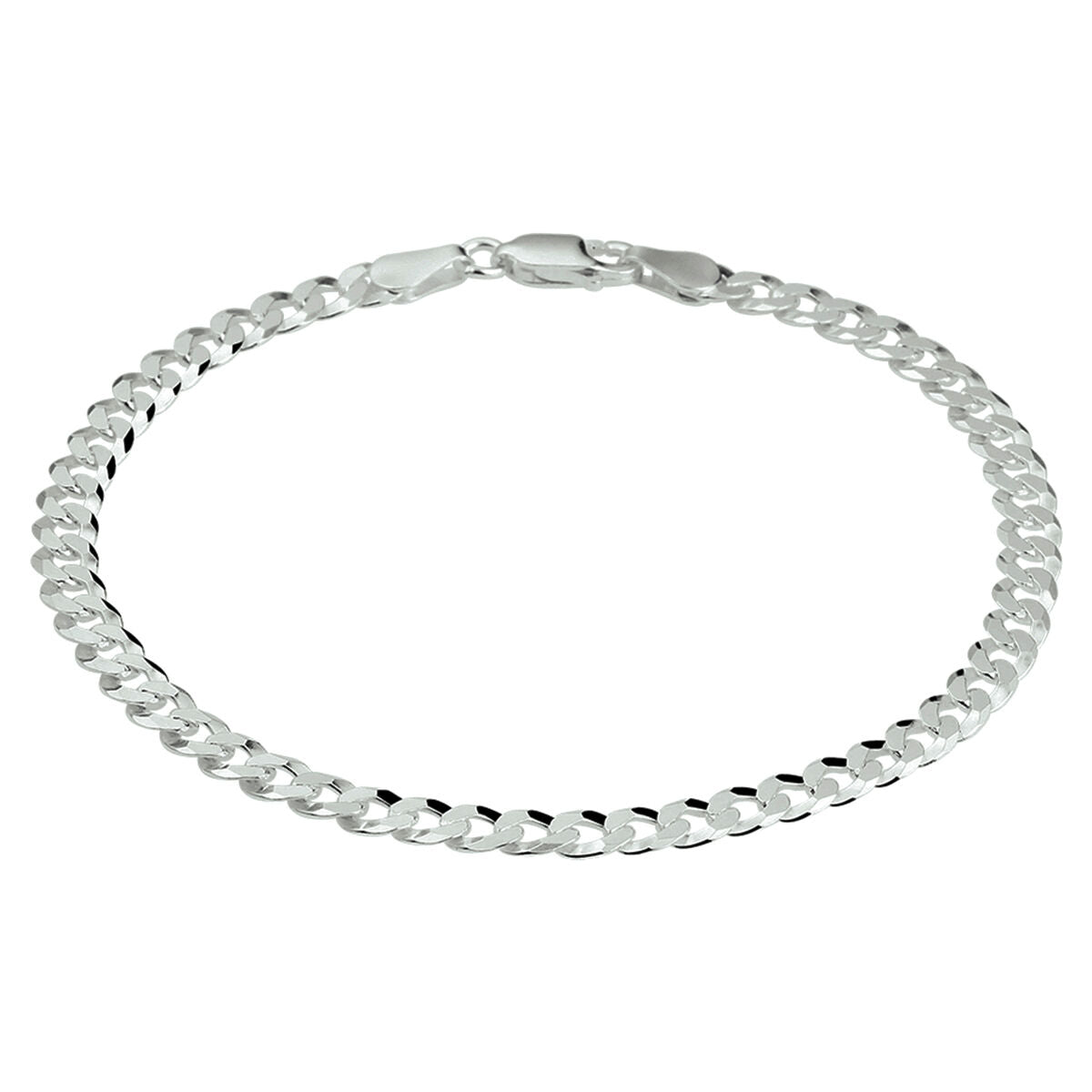 Gourmette aus rhodiniertem Silber mit 8-seitigem Schliff und 4,3 mm Breite