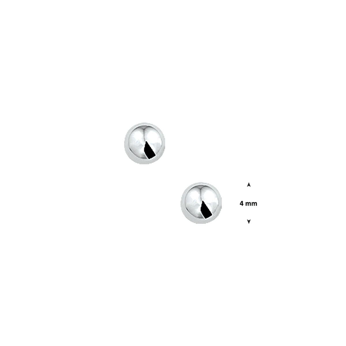 Ohrstecker aus rhodiniertem Silber in runder Form mit einem Durchmesser von 4 mm