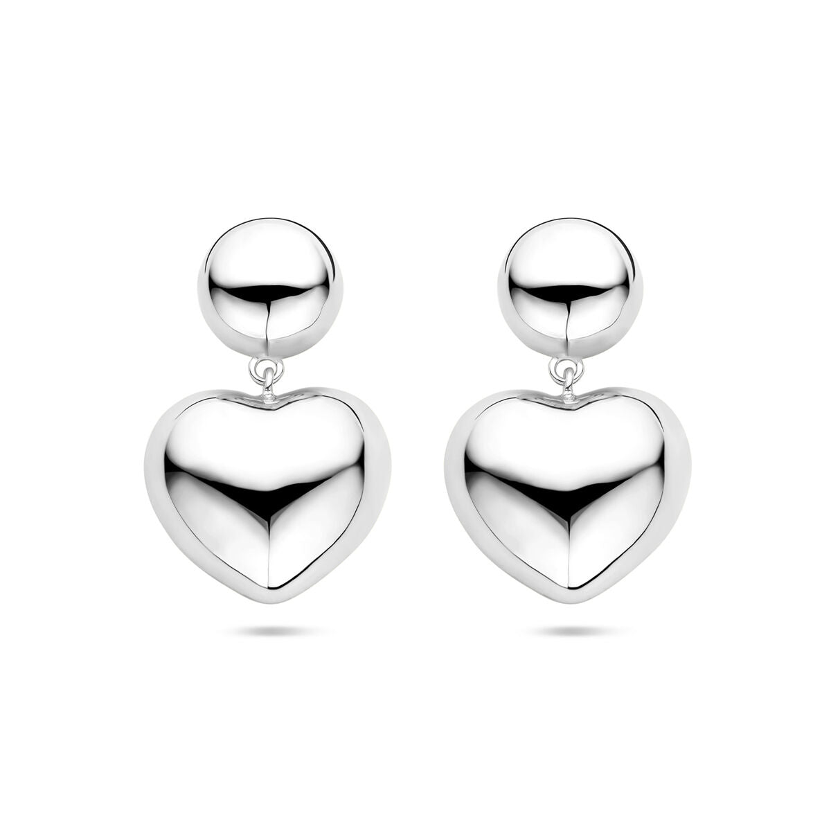 Ohrhänger in Herzform, 32 mm, aus rhodiniertem Silber mit glänzender Oberfläche