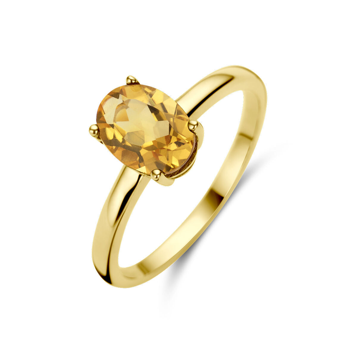 Ring aus 14K Gelbgold mit ovalem Citrin in goldener Fassung