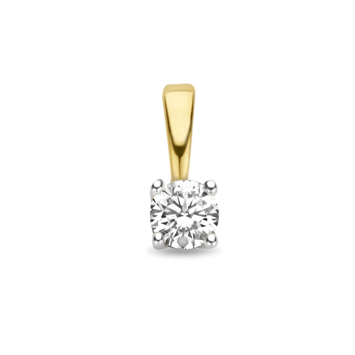 Hänger aus 14K bicolor Gold mit einem weißen Diamanten in quadratischer Form