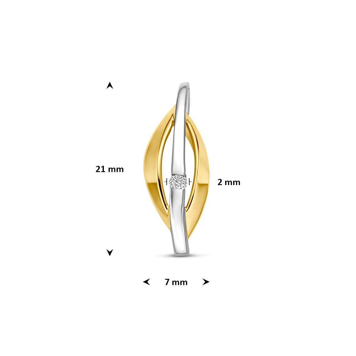 hanger lab grown diamant 14K bicolor goud