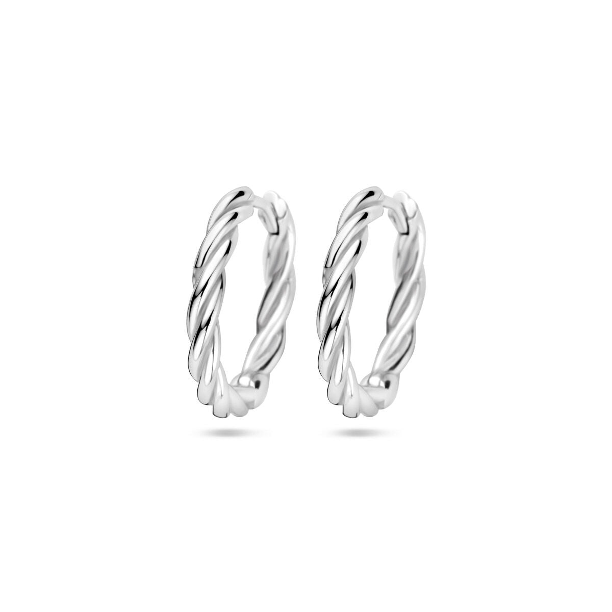 Klapp-Ohrringe aus rhodiniertem Silber mit gedrehtem Design und einem Durchmesser von 2,5 mm