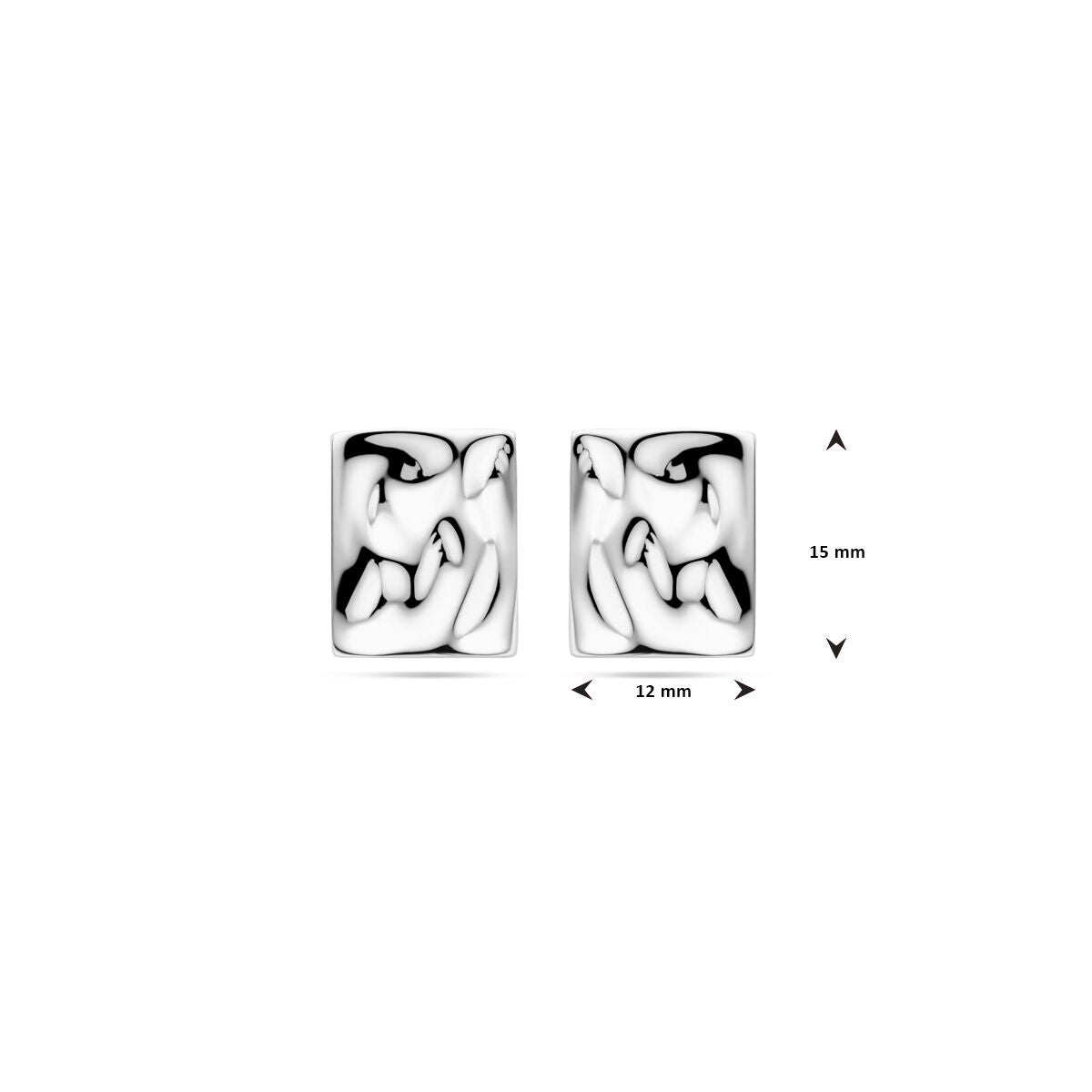 Ohrstecker gehämmert 15 mm Silber rhodiniert