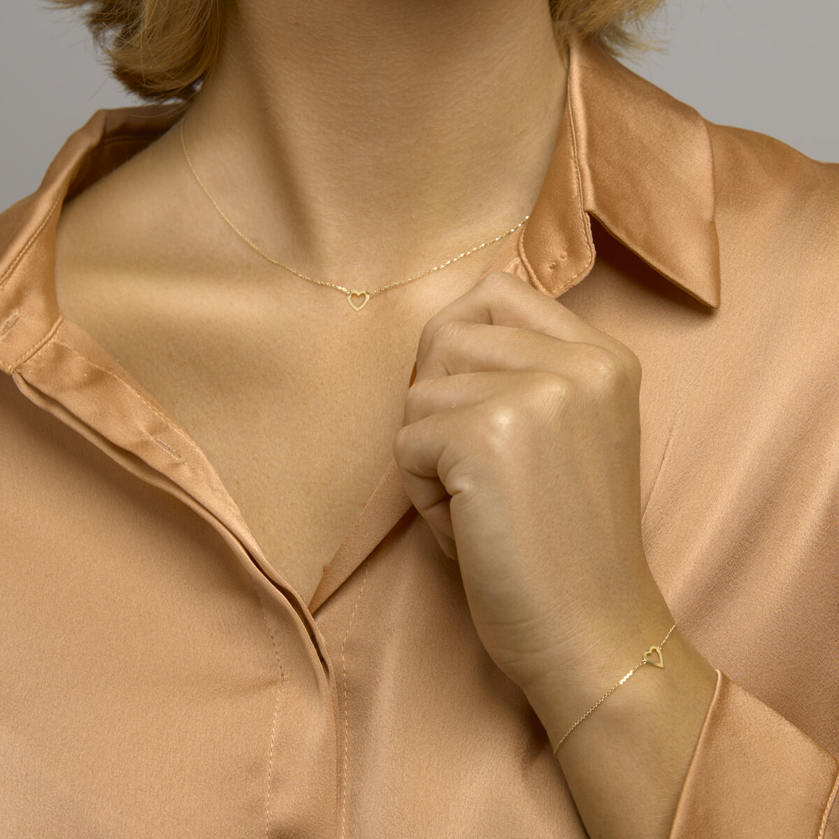Armband Herz 16,5 - 17,5 - 18,5 cm 14K Gelbgold