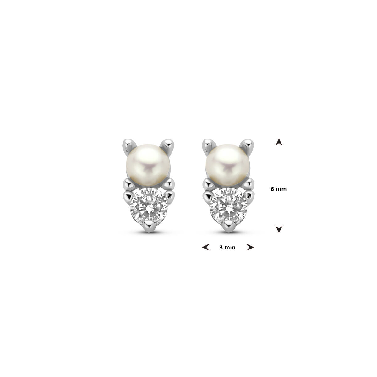 Ohrstecker Perle und Zirkonia Silber rhodiniert