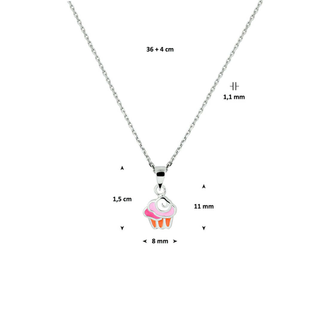 Halskette Cupcake 36 + 4 cm Silber rhodiniert