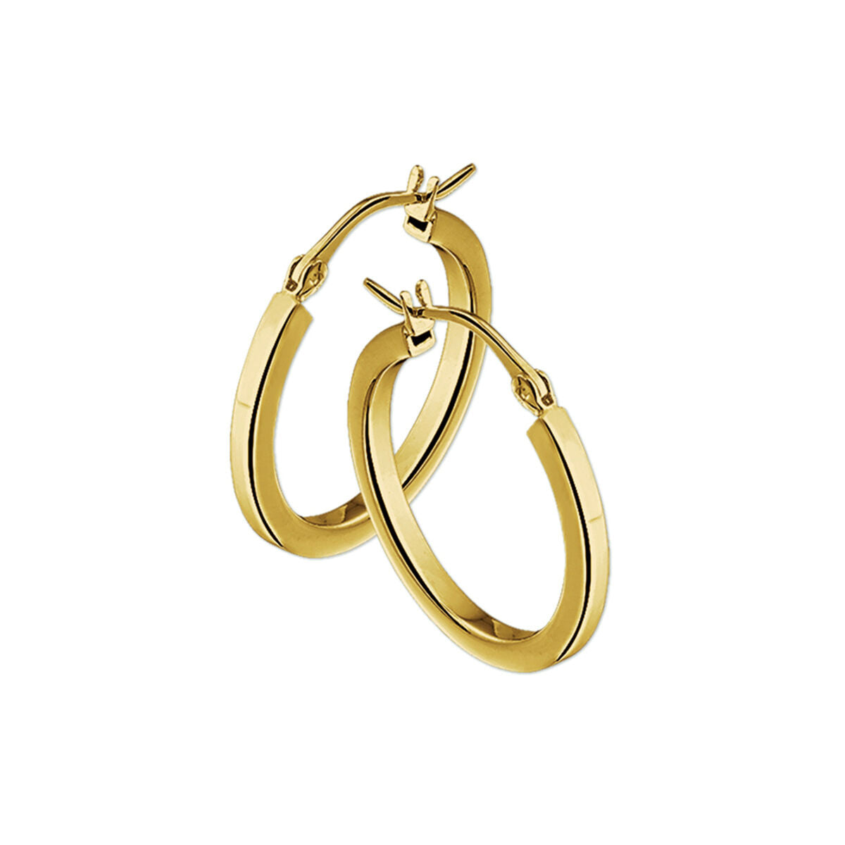 Klapp-Ohrringe aus 14K Gelbgold mit quadratischem Rohrdesign und einer Breite von 2,5 mm