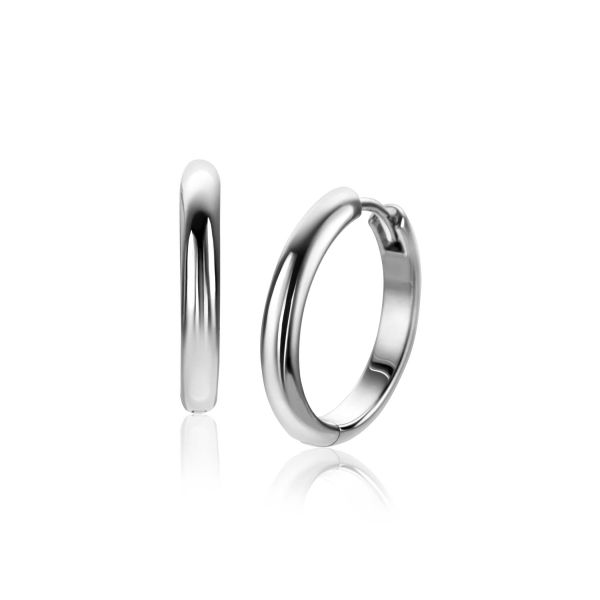 Klapp-Ohrringe aus Silber mit glänzender Oberfläche und schmalem, rundem Design