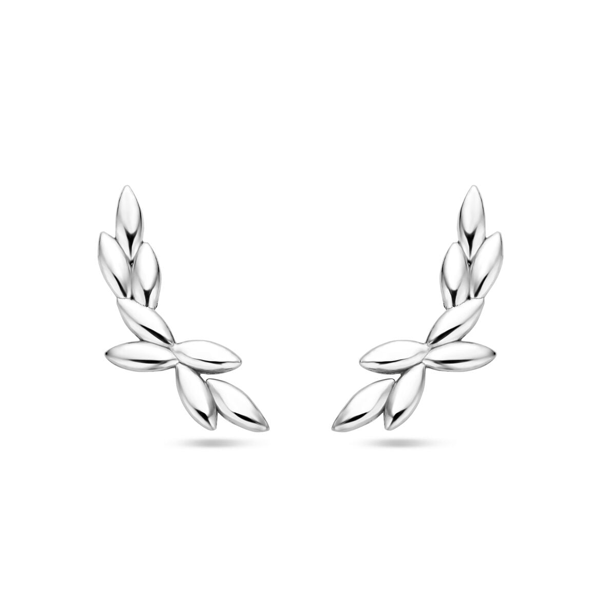 Ohrstecker aus rhodiniertem Silber mit floralem Design und blattförmigen Elementen
