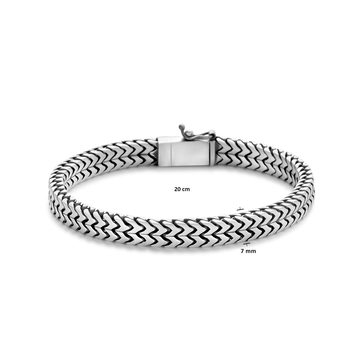 Armband Oxi Fuchsschwanz 7,1 mm Silber oxidiert