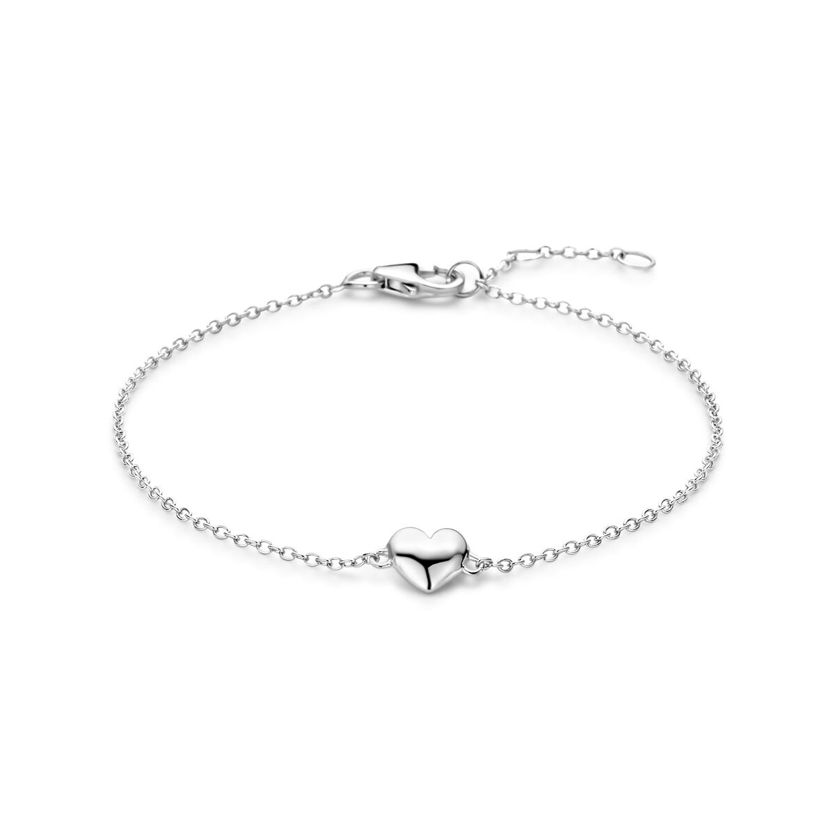 Armband aus rhodiniertem Silber mit herzförmigem Anhänger und feiner Kette