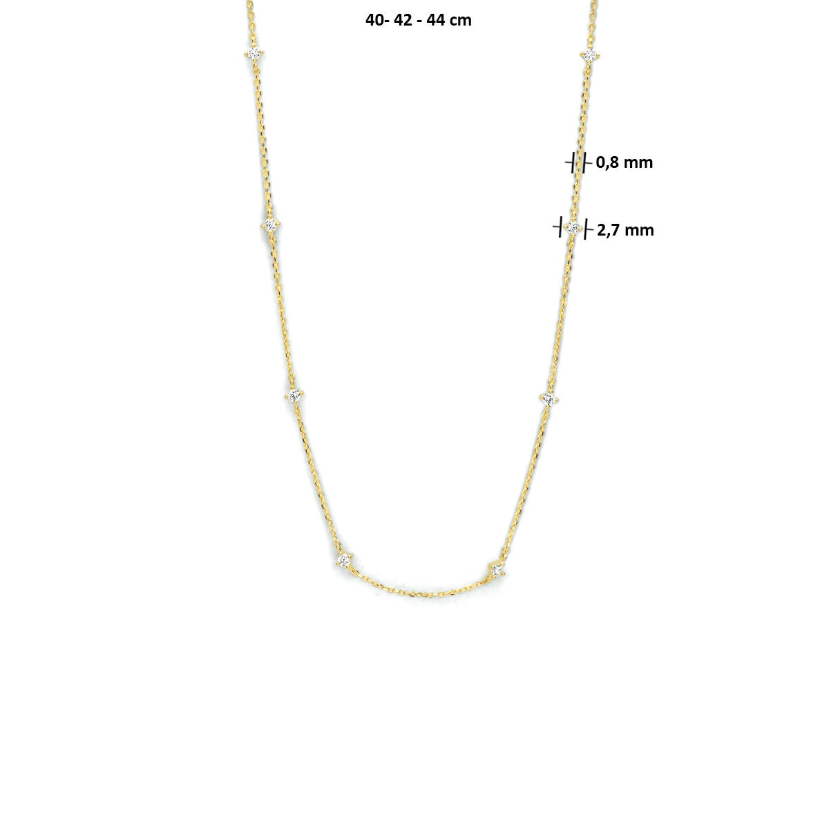 Zirkonia-Halskette 40 - 42 - 44 cm 14K Gelbgold