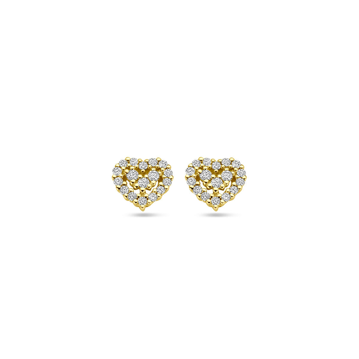 Ohrstecker in Herzform aus 14K Gelbgold mit 16 funkelnden Diamanten (0,16 ct)