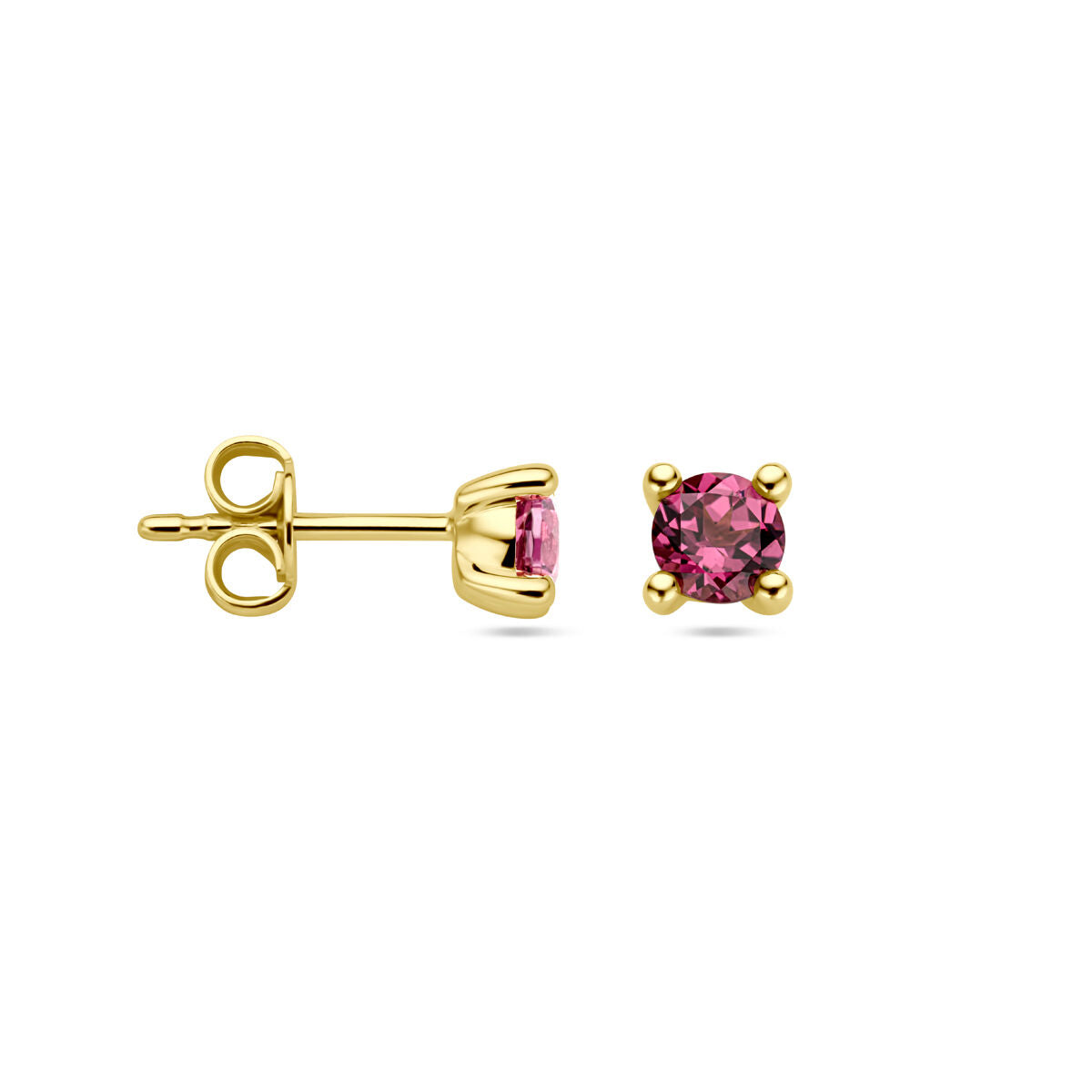 Ohrstecker rosa Rhodolit 14K Gelbgold
