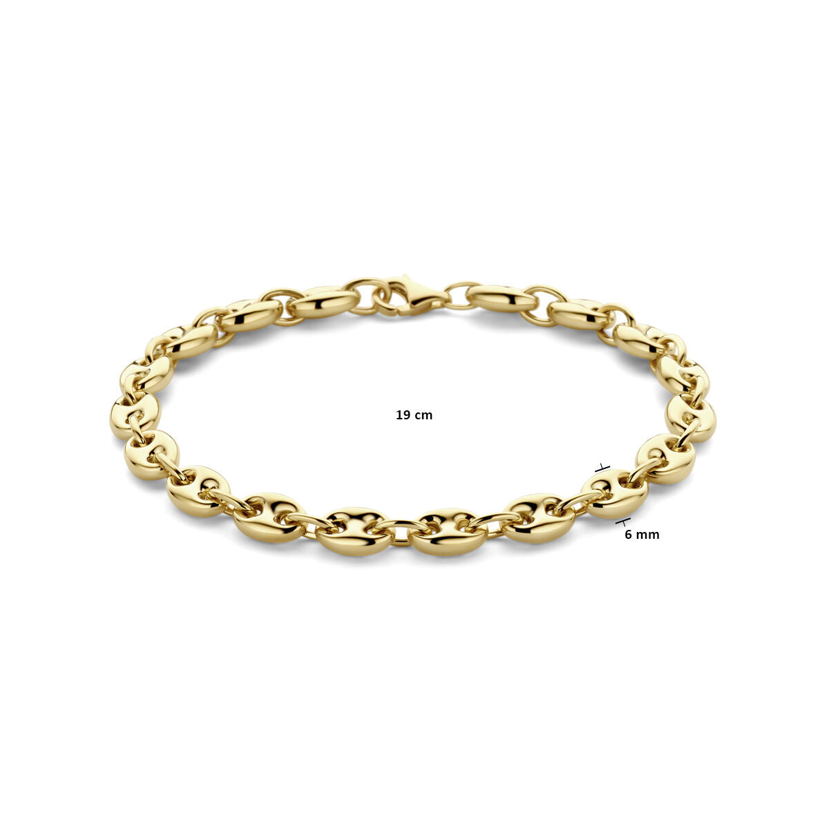 Armband Kaffeebohne 6 mm 19 cm 14K Gelbgold
