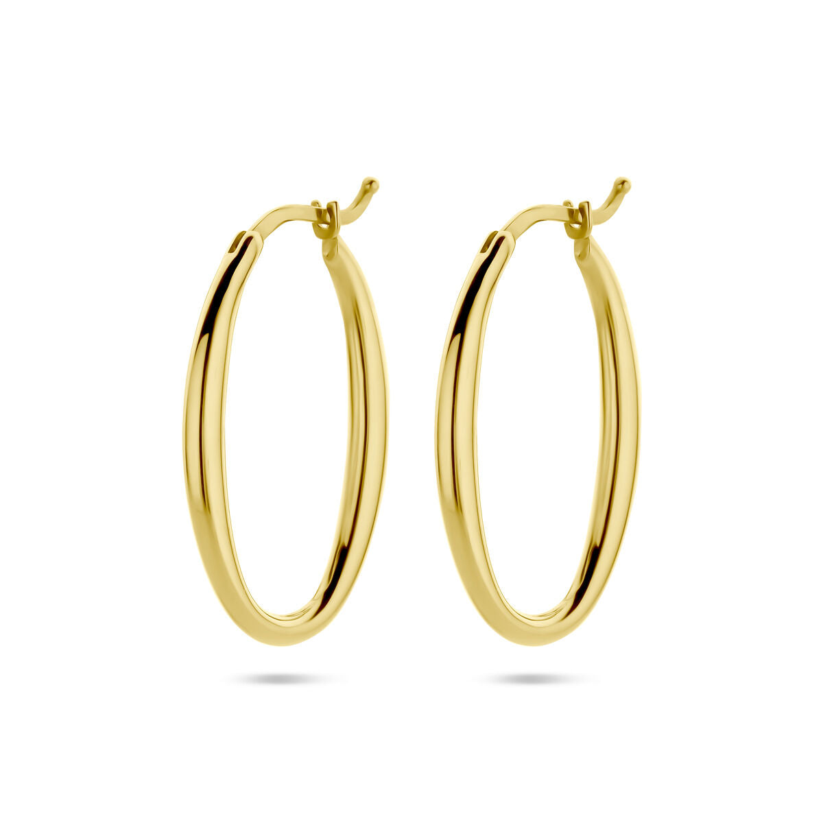 Ovale Ohrringe aus 14K Gelbgold mit glänzender Oberfläche