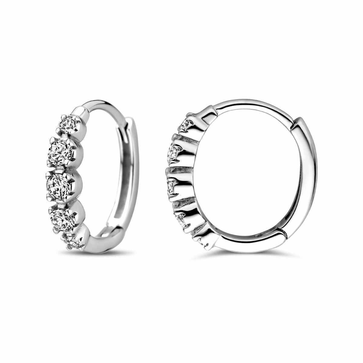 Kreolen Zirkonia 14 mm rhodiniertes Silber