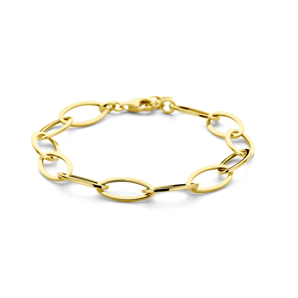 Armband aus 14K Gelbgold mit ovalen Gliedern und Karabinerverschluss